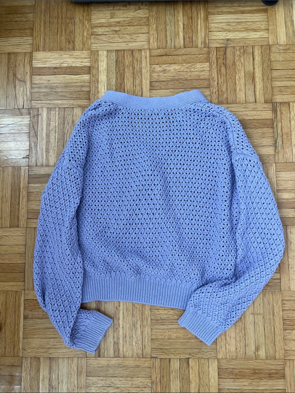 Madewell Lavender Open-Knit Button Cardigan - Picture 3 of 3